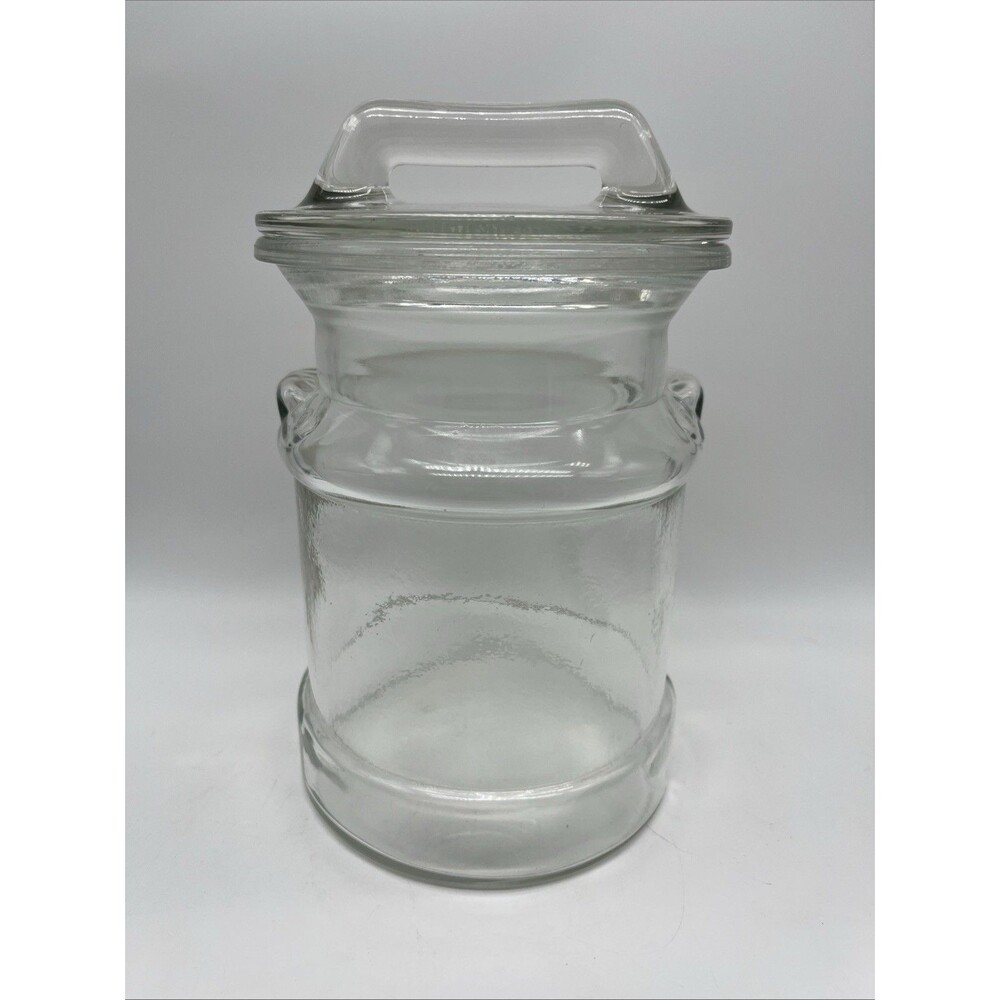 L E Smith Glass Milk Can Shaped Apothecary Jar Canister